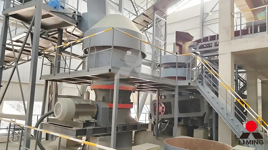 HST series single-cylinder hydraulic cone crusher reducing basalt into fine aggregate