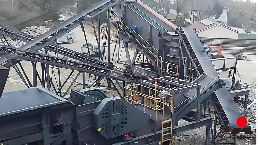 NK series wheeled mobile crushing plant processing demolition waste on site